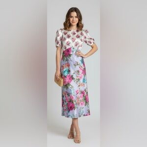 Evening Floral Satin Dress